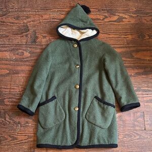 Italian Made Green Hooded Wool Coat